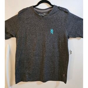 Lions Crest English Laundry Mens Gray V-Neck T-Shirt Epaulettes TT9IX99LC L